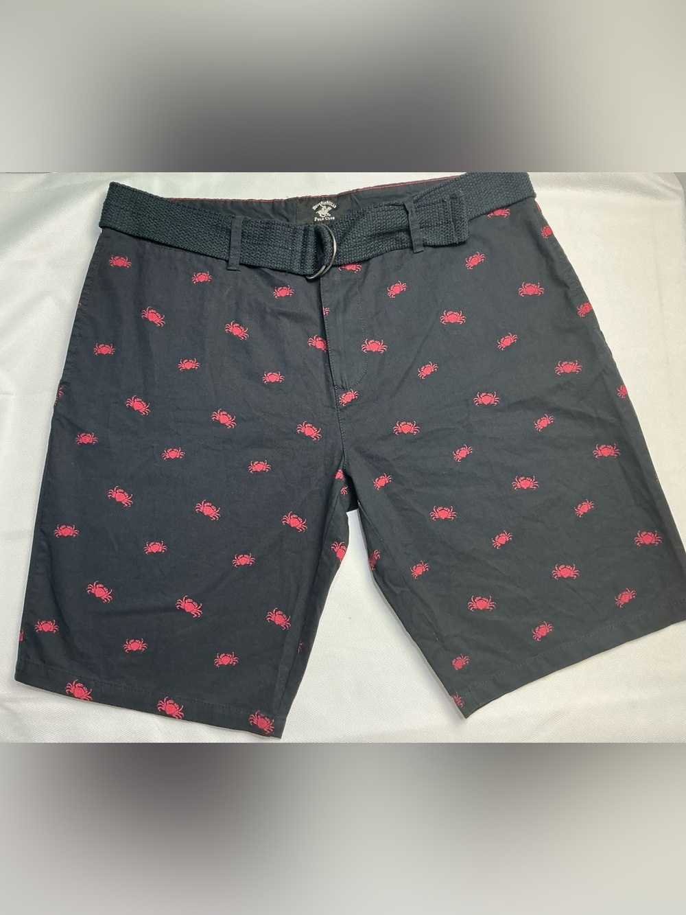 Beverly Hills Polo Club Navy Shorts with Red Crab Print